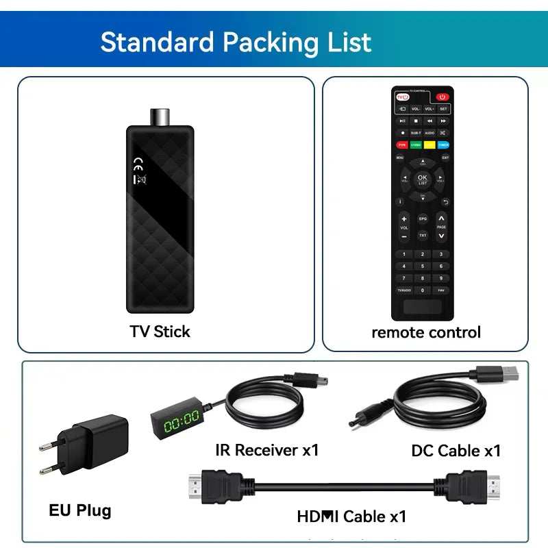 Dluxury U3mini Décodeur TV numérique DVB T2 DVB C Chaînes TV HD gratuites EPG 7 jours Tuner TV pour l'Espagne, la France, l'Italie, la Colombie, etc.