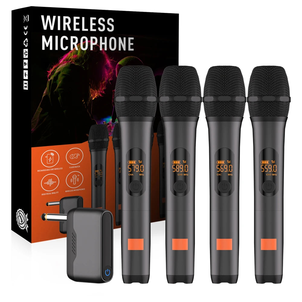 Micrófono inalámbrico M23-4 UHF, micrófono universal de grabación para karaoke con receptor de batería de litio para altavoz de fiesta e iglesia
