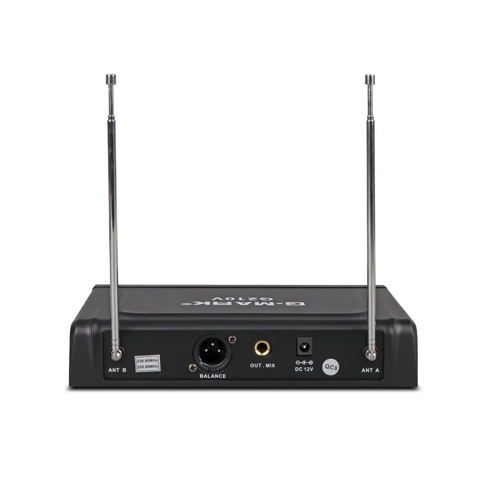 Micrófono Inalámbrico G-MARK G210V Profesional 2 Canales Micrófono de Mano para Karaoke Fiesta Reunión Iglesia Espectáculo Hogar