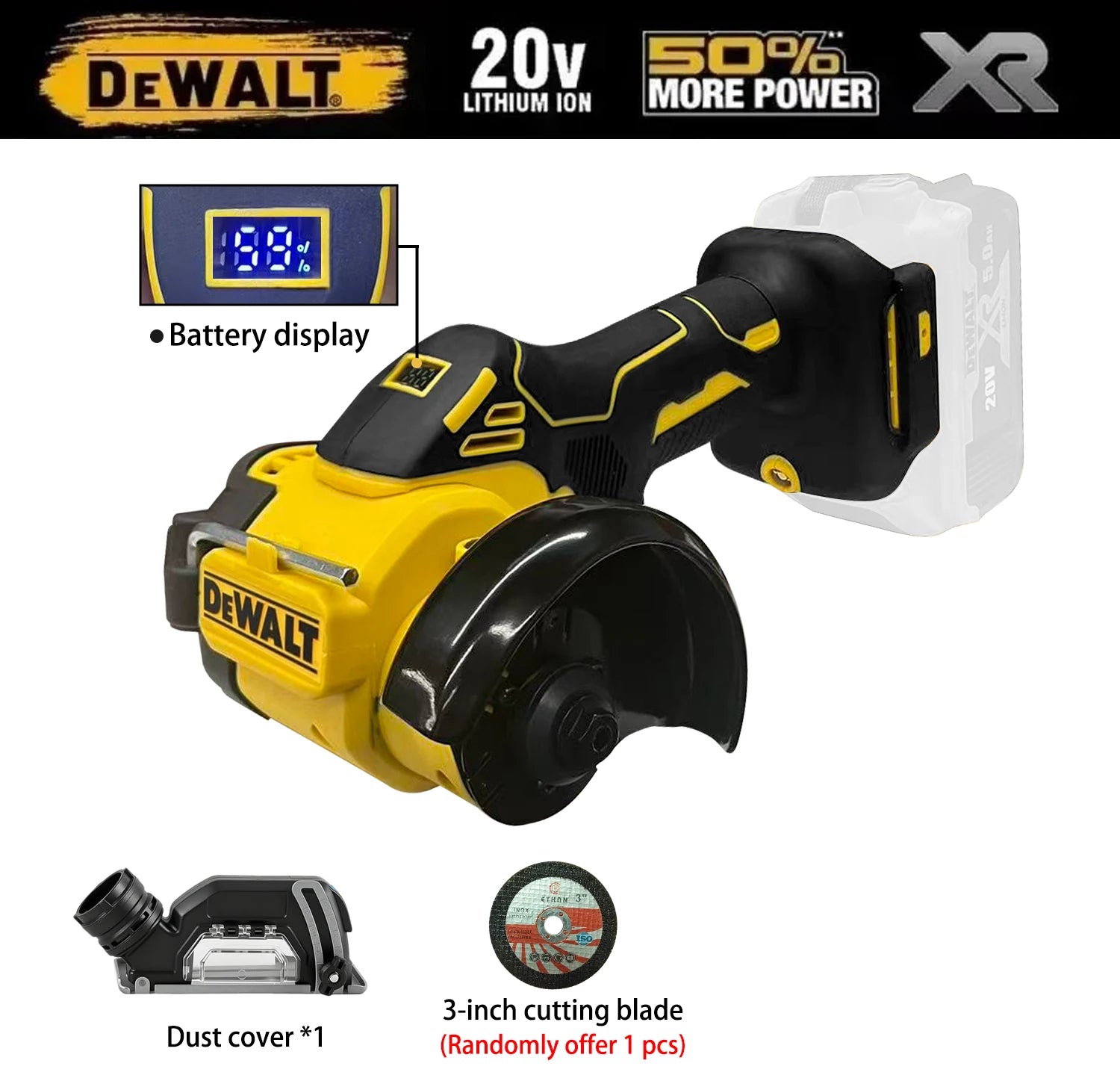 DeWALT Cordless Angle Grinder 3 Inch Mini Polishing Grinding Machine Electric Cutting Power Tools For 20V 18V Battery