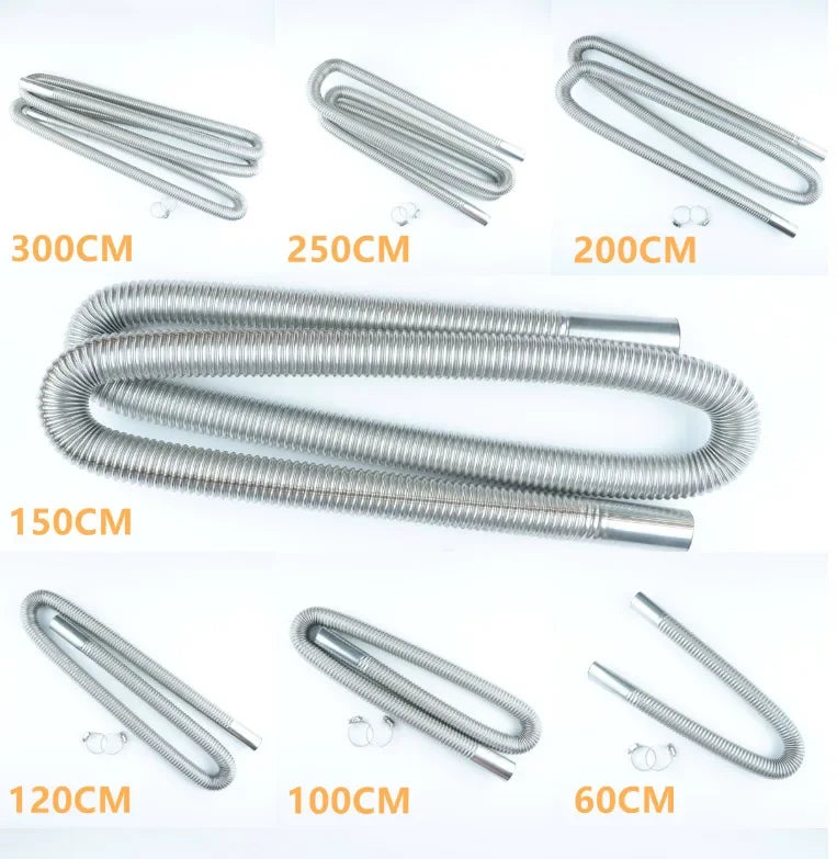 Tubo de escape de 2,5 cm de diámetro, 60/300 cm de largo, para calentador de estacionamiento, tubo de escape para calentador de aire, adecuado para calentador de estacionamiento Webasto