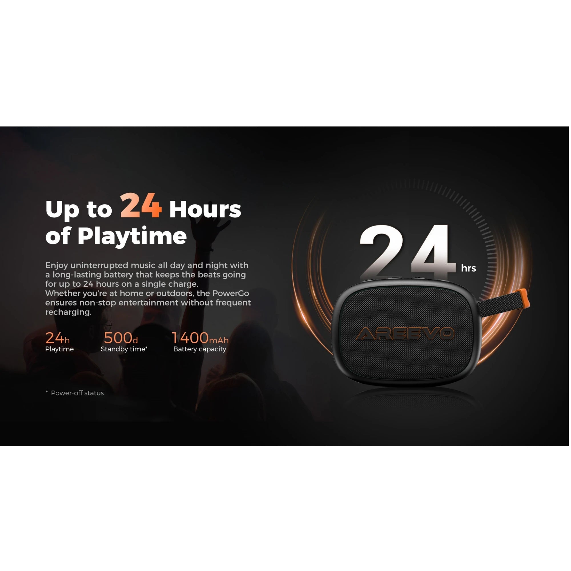 AREEVO PowerGo Wireless Speaker, IP67 Waterproof, Sound with Punchy Bass Bluetooth 5.3 24H Playtime Dual-Speaker Portable Stereo
