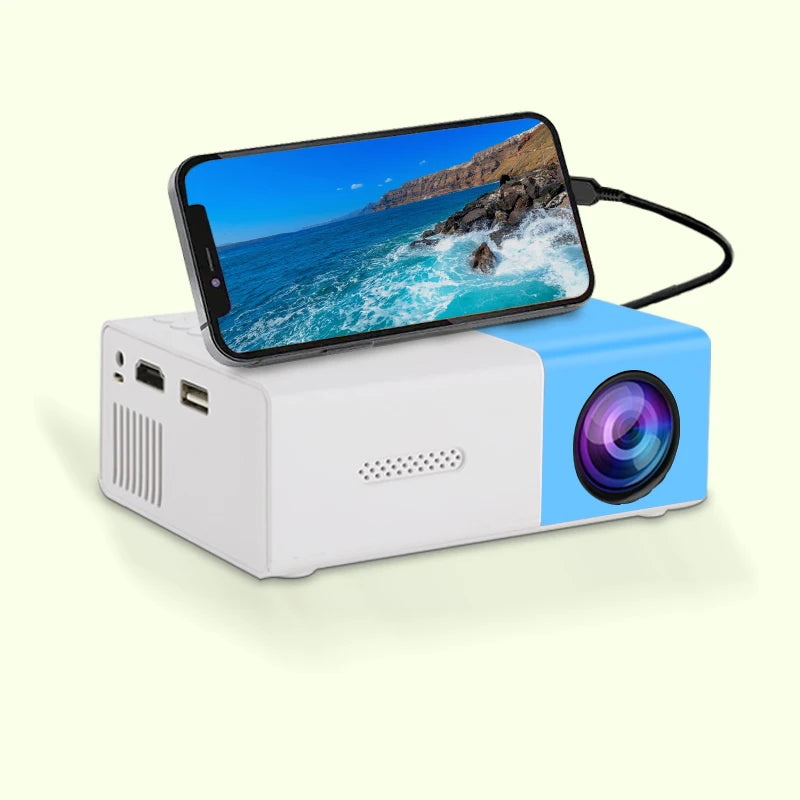 El mini proyector portátil HD YG300 es adecuado para el hogar, exteriores y proyectores portátiles, y es compatible con enlaces USB, HDMI y tarjetas SD.