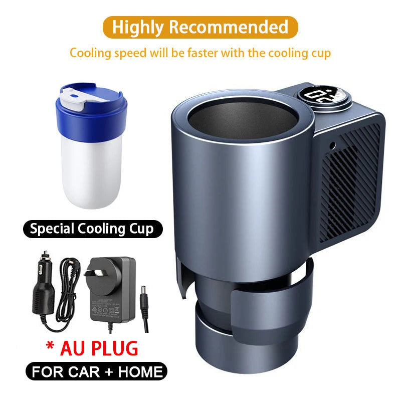 Taza eléctrica 2 en 1 para enfriar y calentar bebidas, calentador y enfriador de tazas de café, mini refrigerador inteligente para coche para leche, bebidas, taza termo