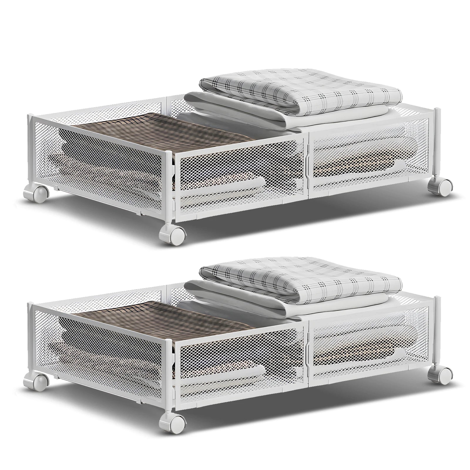 Foldable Under Bed Storage Container with Wheels Multifunctional Home Dorm Toys Clothes Books Shoes Storage Bins Visible
