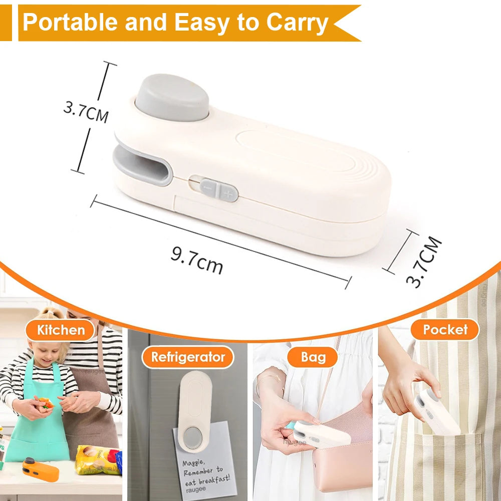 Mini Heat Sealer Food Package Bag Sealing Machine Handheld Portable Seal Food Storage Plastic Vacuum Bag Clip Bag Heat Sealer