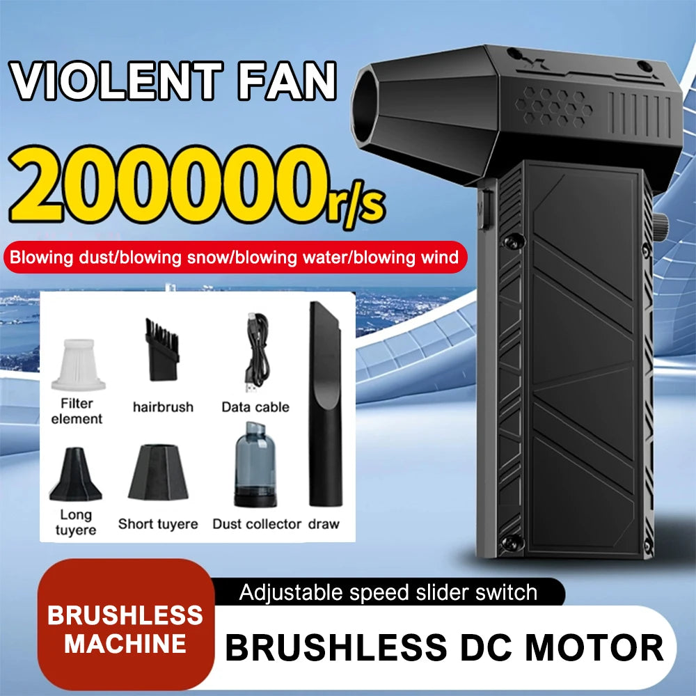 200000RPM Strong Air Blower X6/X6Pro Turbo Fan Blower Brushless Turbo Jet Fan Wireless Car Vacunm Cleaning Dust Leaves Blowing