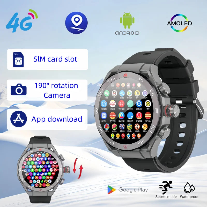 VP900 Reloj Inteligente 4G con Tarjeta SIM, Navegación GPS, Impermeable, Cámara de Fitness, Videollamada, 32GB 256GB Gran Capacidad para Hombres y Mujeres