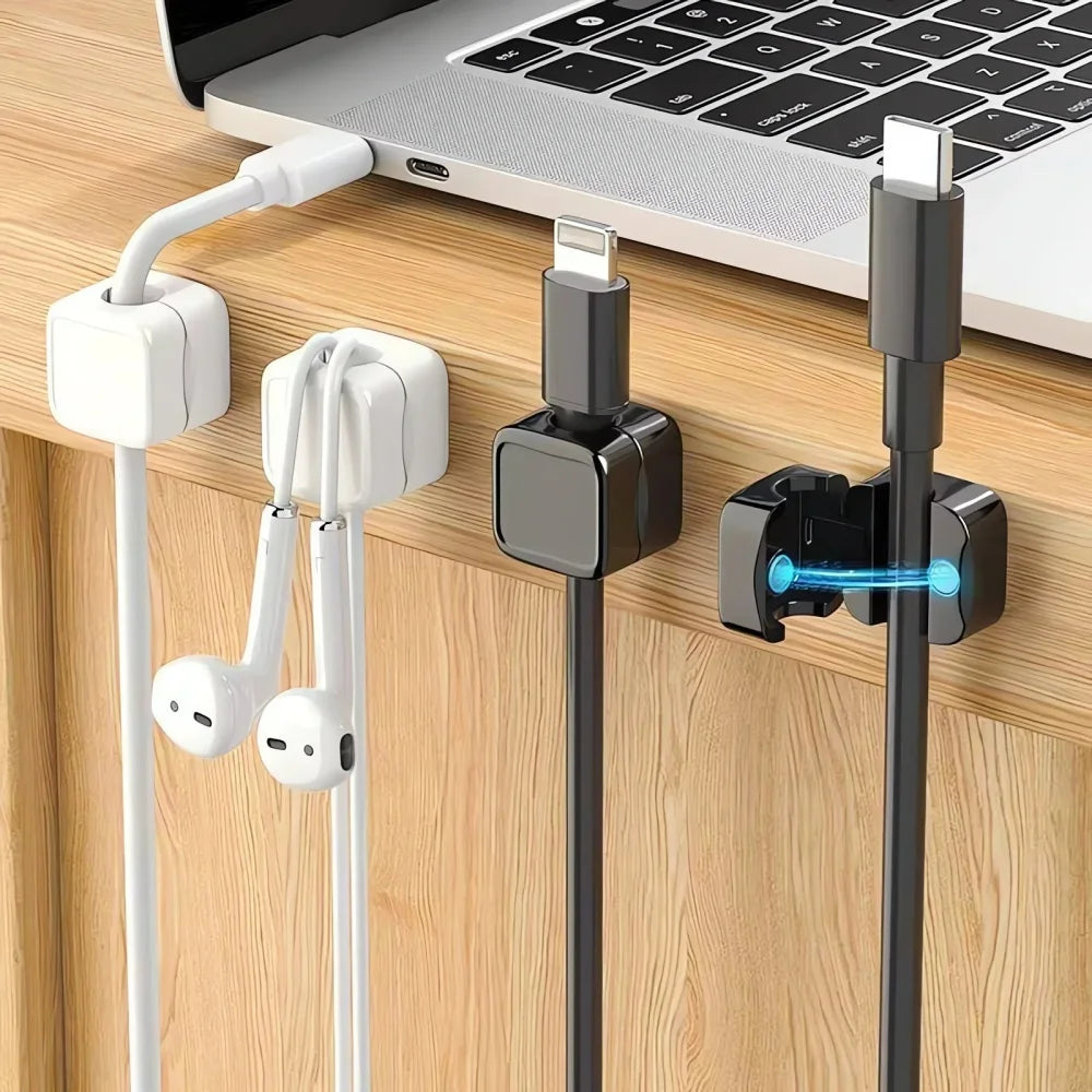 1/3/6 PCS Cable Management Magnetic Cable Organizer Wire Keeper Wall Data Cable Clips Winder Adjustable Cord Holder Under Desk