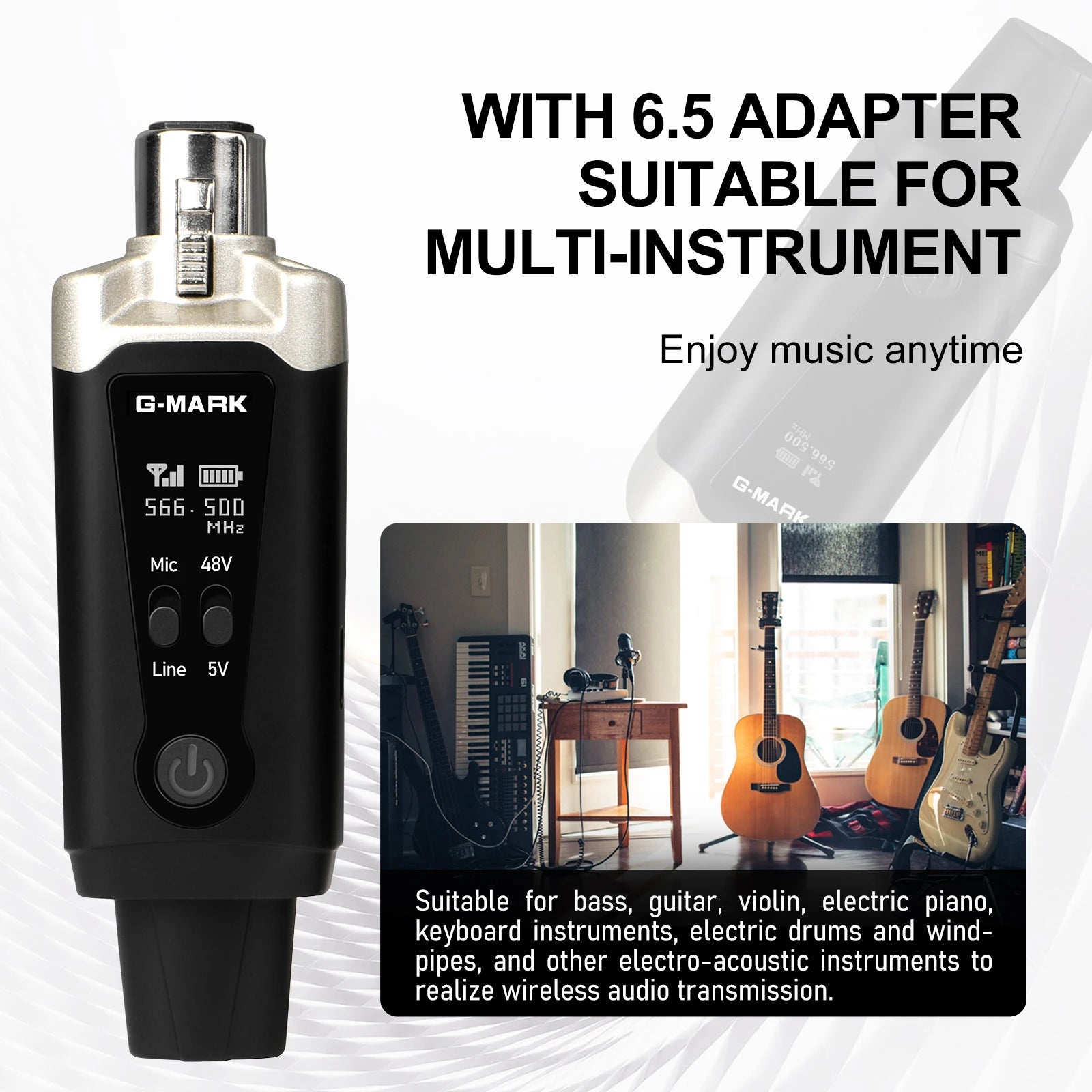Sistema de micrófono inalámbrico G-MARK GX1.1 UHF Adaptador XLR 16 canales Transmisor y receptor de audio para alimentación fantasma de 48 V Condensador