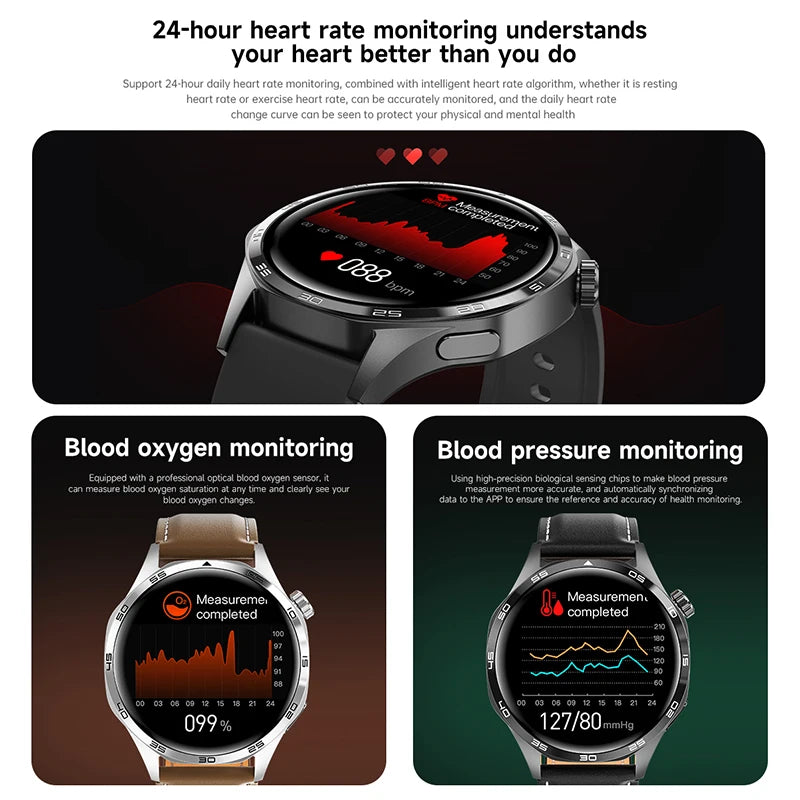 BOXUXING 2026 New Smart Watch Men Watch 5 Pro AMOLED HD Screen Bluetooth Call GPS Trajectory NFC Heart Rate Compass SmartWatches