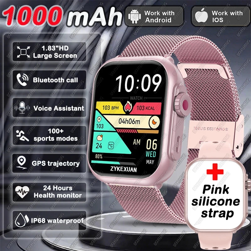 2026 Fashion Women Watch Ultra2 SE Smart Watches 1000mAh 1.85"AMOLED Full Touch Screen BT Call Smartwatch For Android IOS Ladie