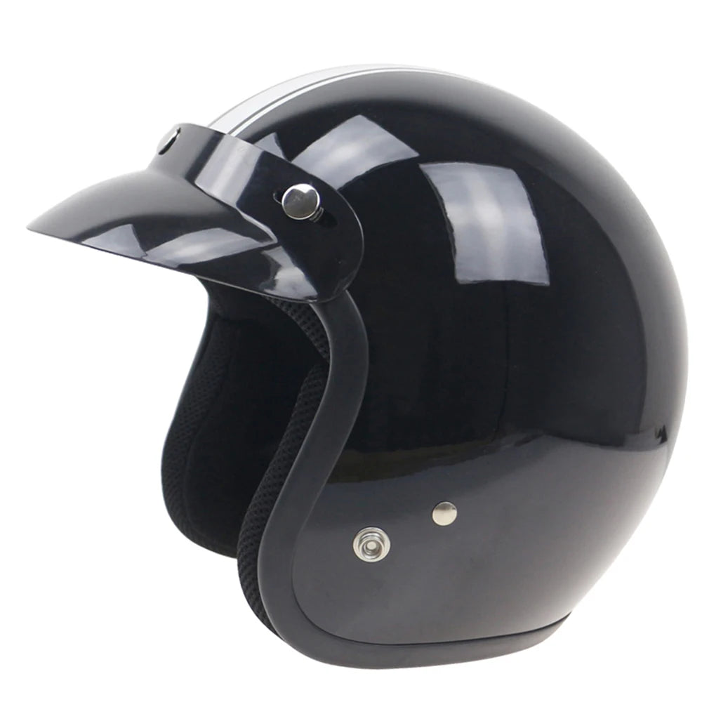 Universal Black 3-Snap Motorcycle Helmet Peak Lens Open Face Sun Shade Visor Shield