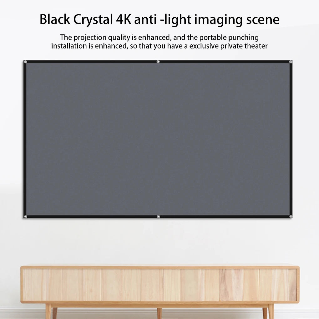 Home office business projector, portable movie screen, 60-133 inches, metal anti light screen hook for daytime viewing