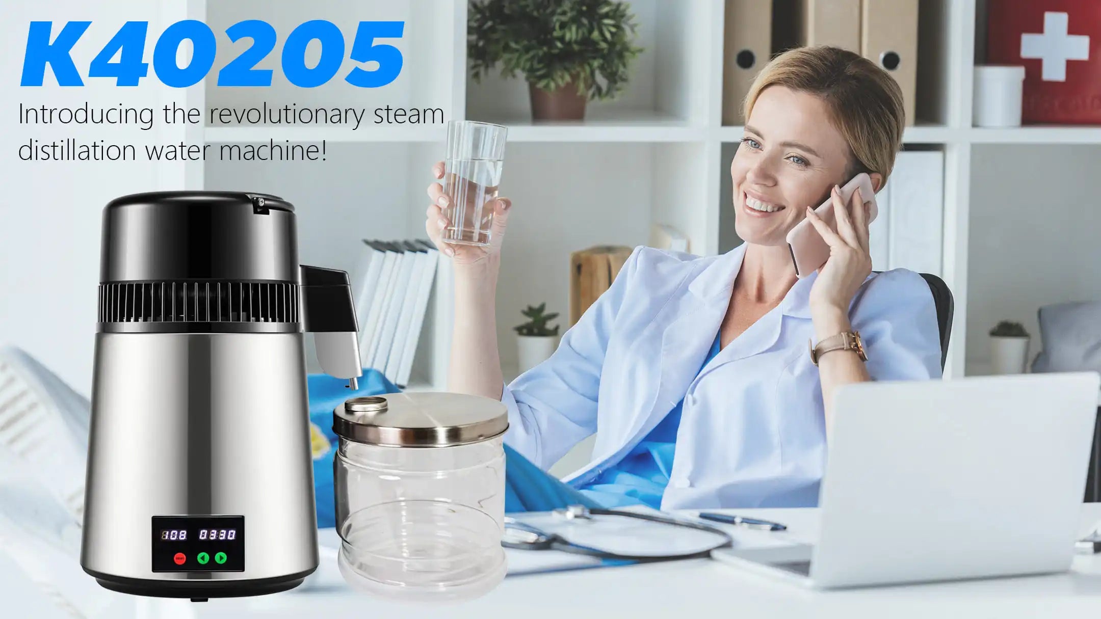 Destilador de agua de 4 litros, productor de agua destilada de 1.1 galones, destilador de agua pura con pantalla de doble temperatura de 750 W, máquina destiladora de agua