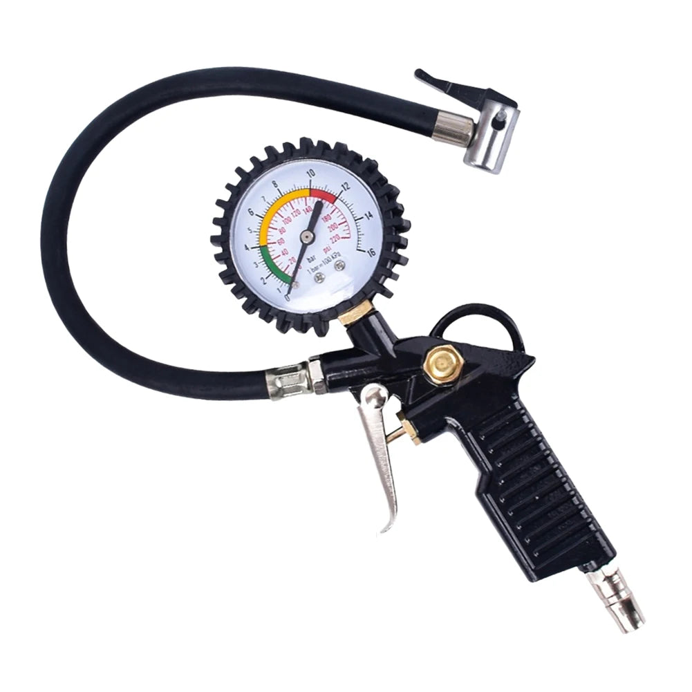 Auto Tire Pressure Inflator Gauge 220PSI Car Tire Inflator Gun for Motorcycle Tyre Pressure Meter for Bicycle Tyre Repair Tools