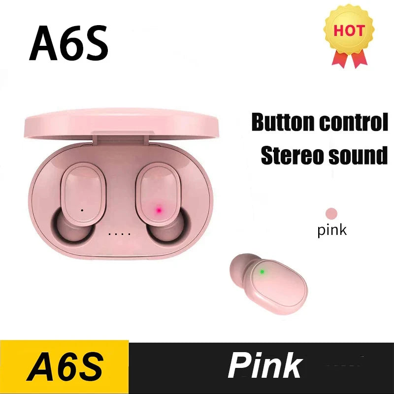 Original A6S TWS Bluetooth Headphone Wireless Earphone Stereo Headset Sport Earbuds With Microphone  Charging box For Smartphone