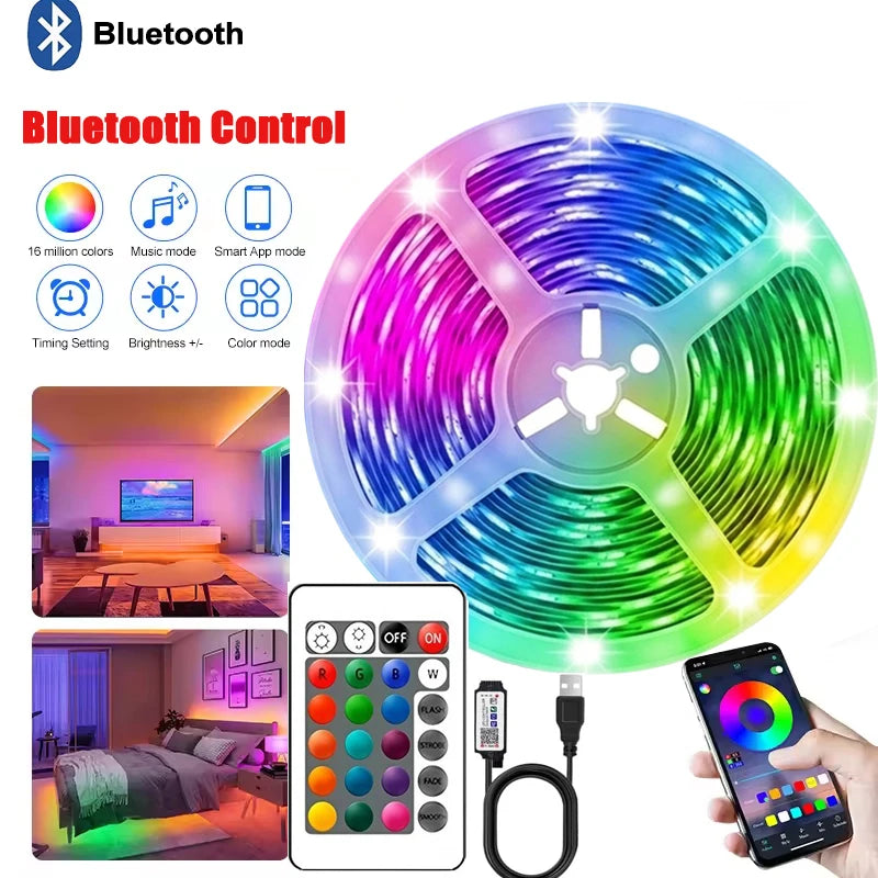 5V Led Strip Lights 5m 10m 20m 30m for TV with APP Control Flexible Ribbon Tape RGB5050 18leds/m LED Backlight for Bedroom Decor