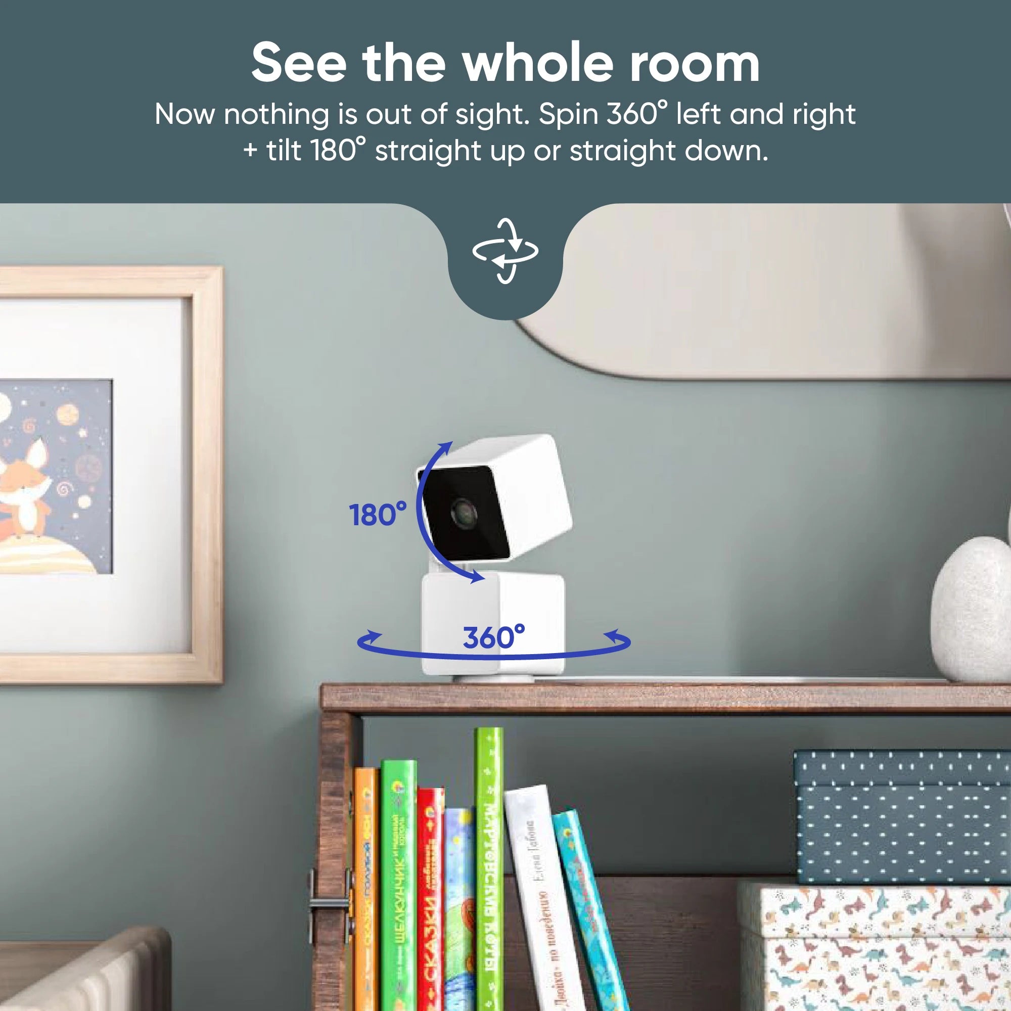 Cámara de seguridad inteligente Wyze Cam Pan v3 para interiores/exteriores, 1080p, para bebés y mascotas, visión nocturna a color, funciona con Alexa y Google Assistant