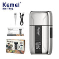 Kemei T402 Afeitadoras de doble lámina de metal desinfectante UV Máquina de afeitar recíproca profesional para barberos para hombres Máquina de afeitar para cabeza calva