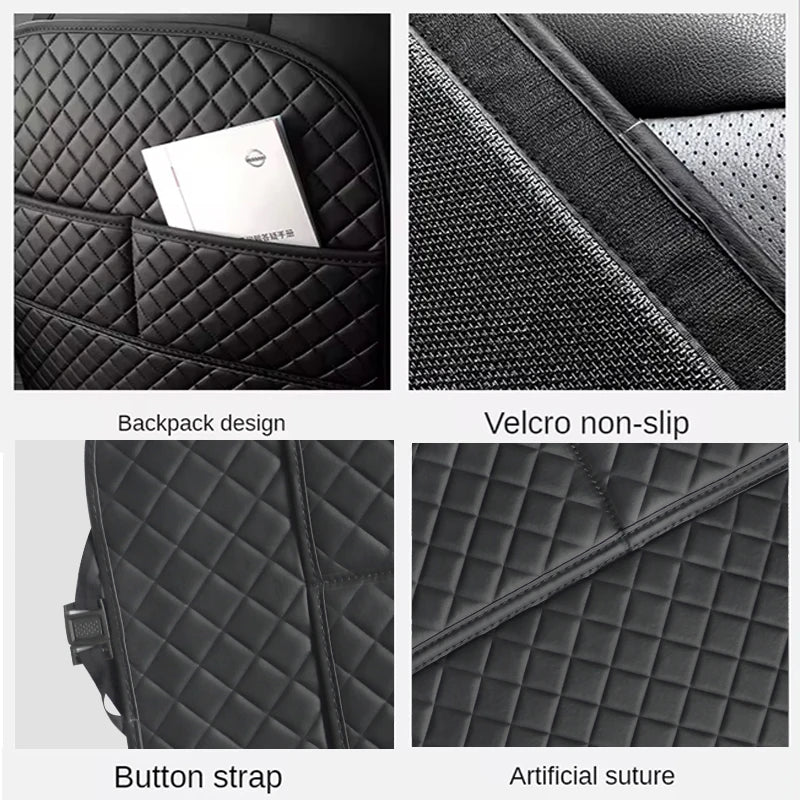 Universal Car Anti Kicks Pad With Organizer Pocket Leather Seat Back PU Leather Protector Cover Waterproof Child Kick Mats