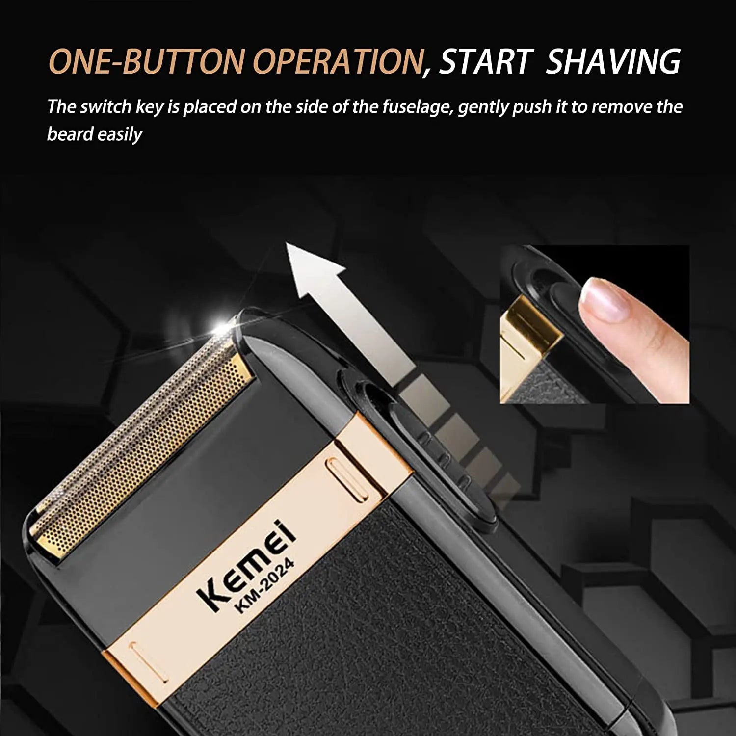 Afeitadora Kemei de doble cuchilla recíproca resistente al agua, recargable por USB, máquina de afeitar eléctrica para hombre, recortadora de barbero