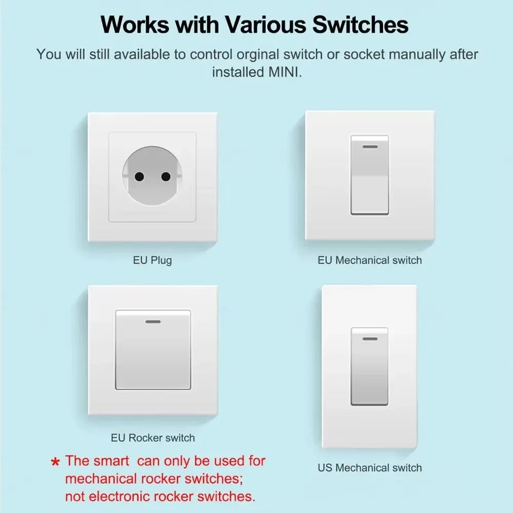 16A Mini Wifi Switch DIY 2-way Control Breaker Timing Relay Smart Home Works With Tuya Smart Life App Alexa Alice Google Home