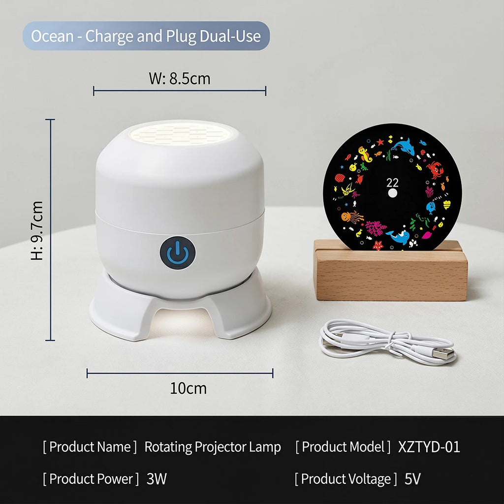 Ocean Projector LED Night Light 360° Rotating Projector Light USB Powered Dynamic Atmosphere Lamp for Living Room Bedroom Gifts