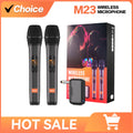 Sistema de Karaoke M23 UHF de 2 Canales con Micrófono Inalámbrico, Receptor Recargable y Micrófono de Mano Inalámbrico para Iglesia, Fiestas, Altavoz