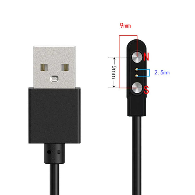 Adaptador de cargador de base de Smartwatch de 2 pines y 4 pines Cable de carga USB para accesorios de carga de reloj inteligente para adultos/niños