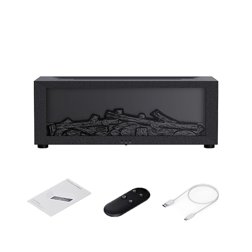 Aroma Air Humidifier Essential Oil Diffuser Fireplace Flame Humidifier Home Fragrance Diffuser with LED Light and Remote Control