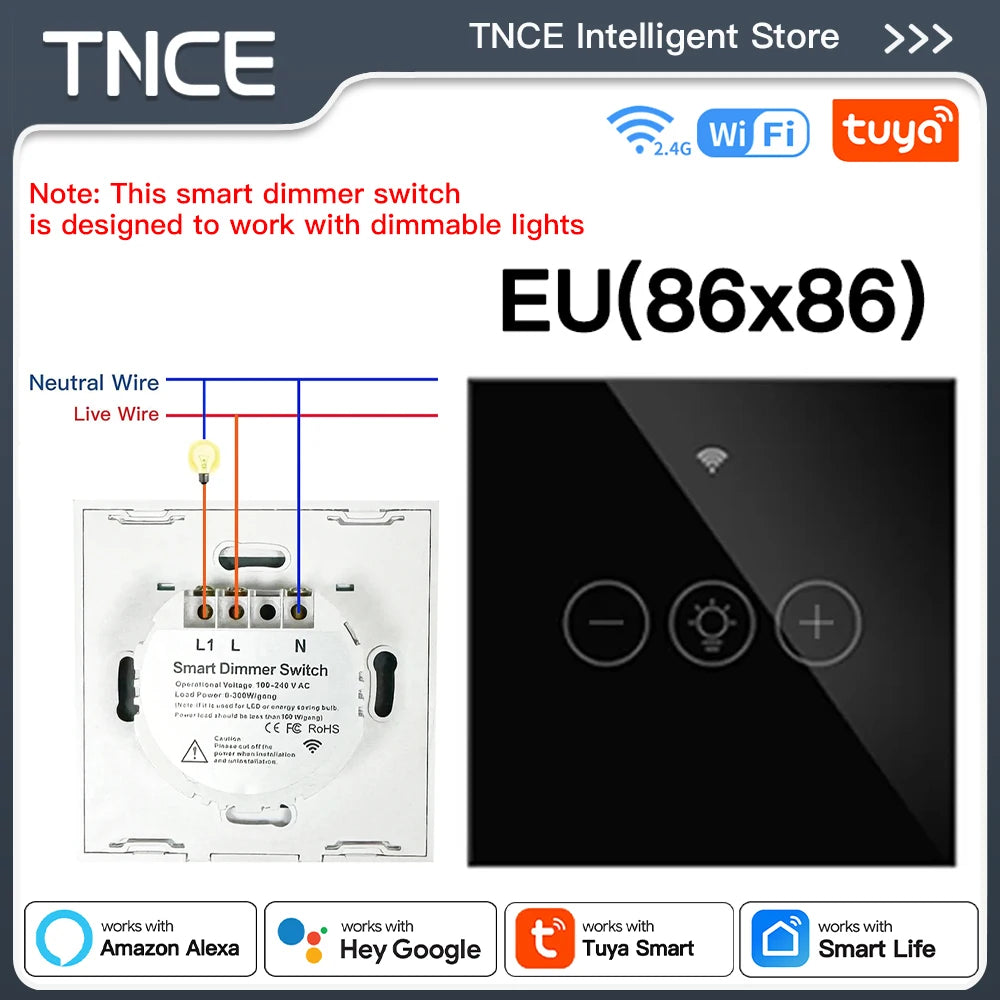 TNCE Tuya WIFI Light Dimmer Switch EU/US Brightness adjust LED Dimmer Breaker Module Smart Life Voice Control Alexa Google Home