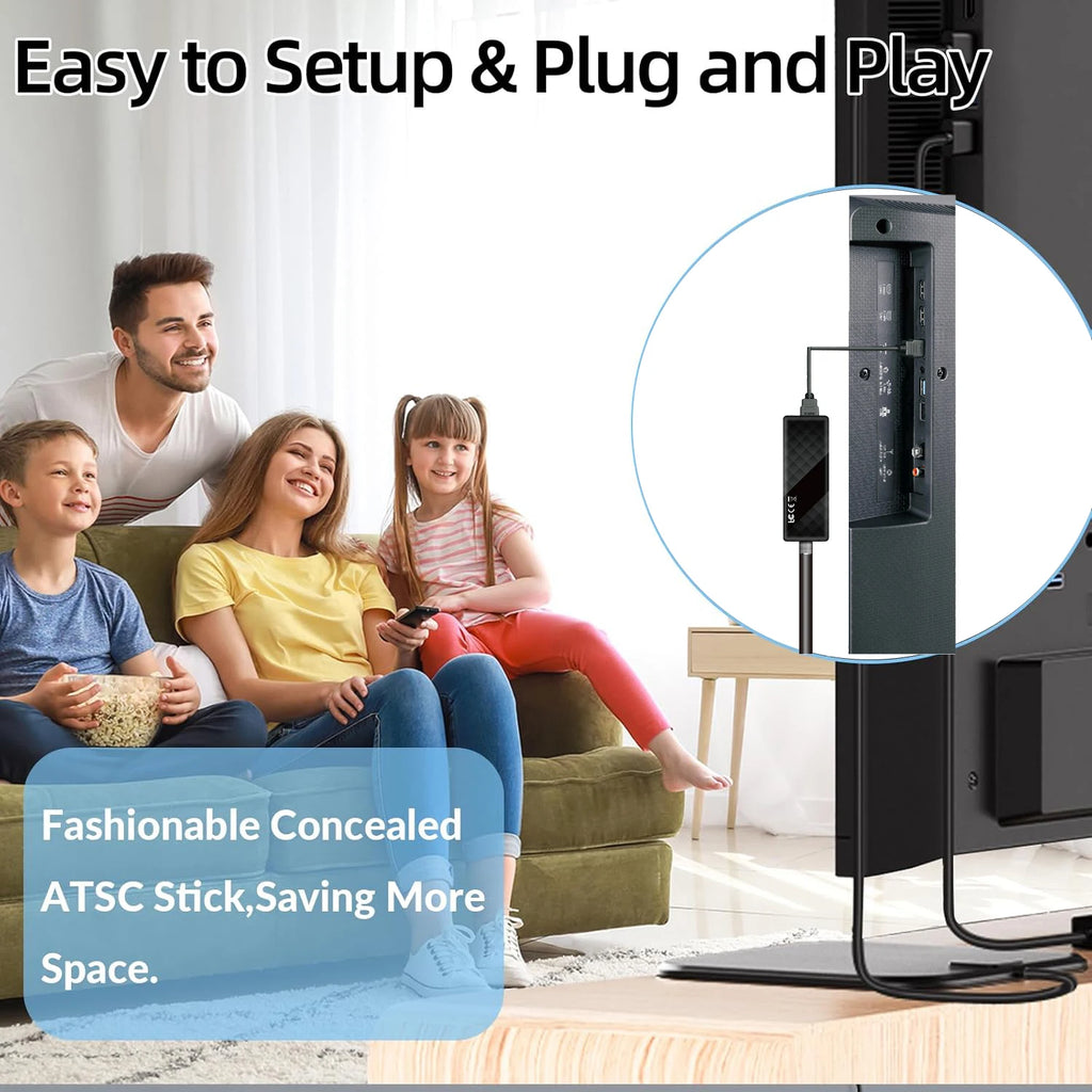 Digital Converter Box TV Receiver for TV,1080P ATSC tv Tuner Box with hdmi Output Hidden Behind TV,with 2-in-1 Remote