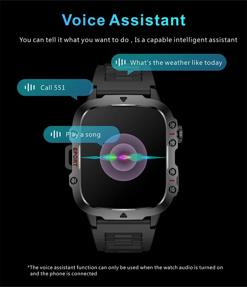 2025 New Military Smart Watch Men IP68 5ATM Outdoor Sports Fitness Tracker Health Monitor 1.81Inch BT Call Smartwatch For Men