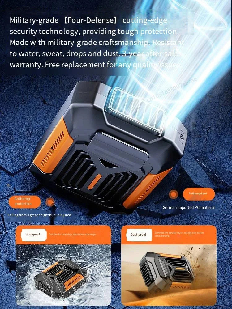 HOMFISH Ventilador personal con clip para cinturón, batería externa portátil, linterna, ventilador ponible, ventilador de cuello colgante para trabajos al aire libre, senderismo, camping