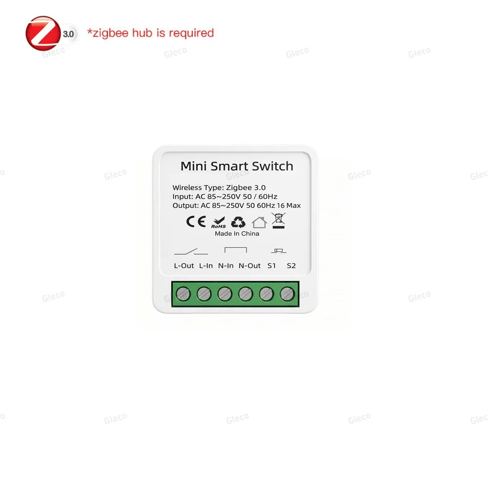 Zigbee Smart Switch Module Mini 10A/16A Optional 1/2 3Channel Smart Home Relay Automation Breaker For Tuya Z2M Alexa Google Home