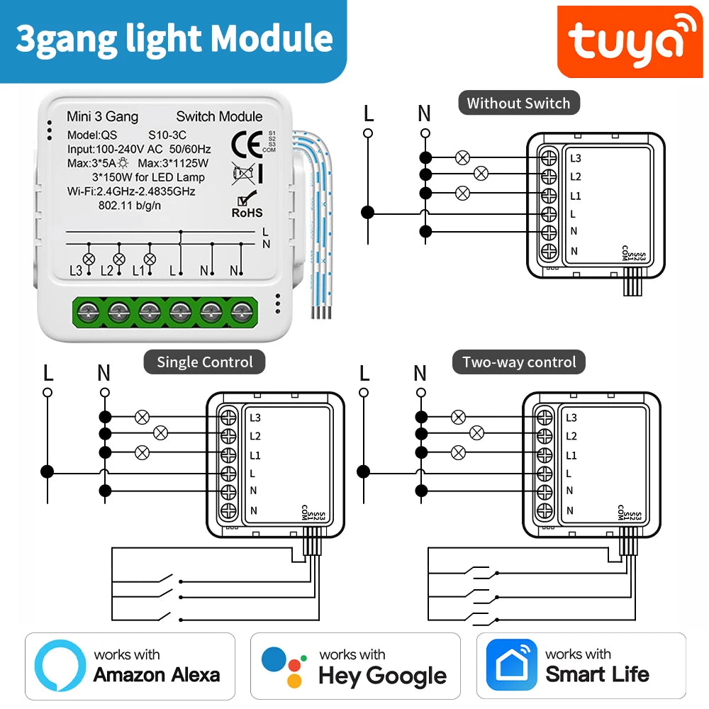 TNCE Tuya Switch Light Curtain Dimmer WIFI Zigbee, Smart DIY MINI Module, Roller Shutter motor Breaker, voice alexa google home