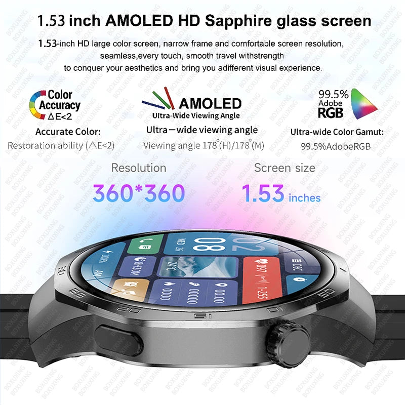 2026 New BOXUXING Watch 5 MAX Smart Watch HD AMOLED Screen NFC GPS Tracker Bluetooth Call Health Waterproof Smartwatch Men Women