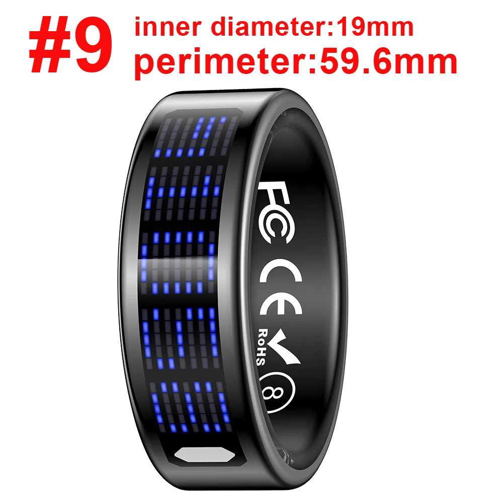 New Ultra-thin Lightweight Smart Ring Multi-functional Display Heartrate Health Caller ID Reminder Motion Detection Waterproof