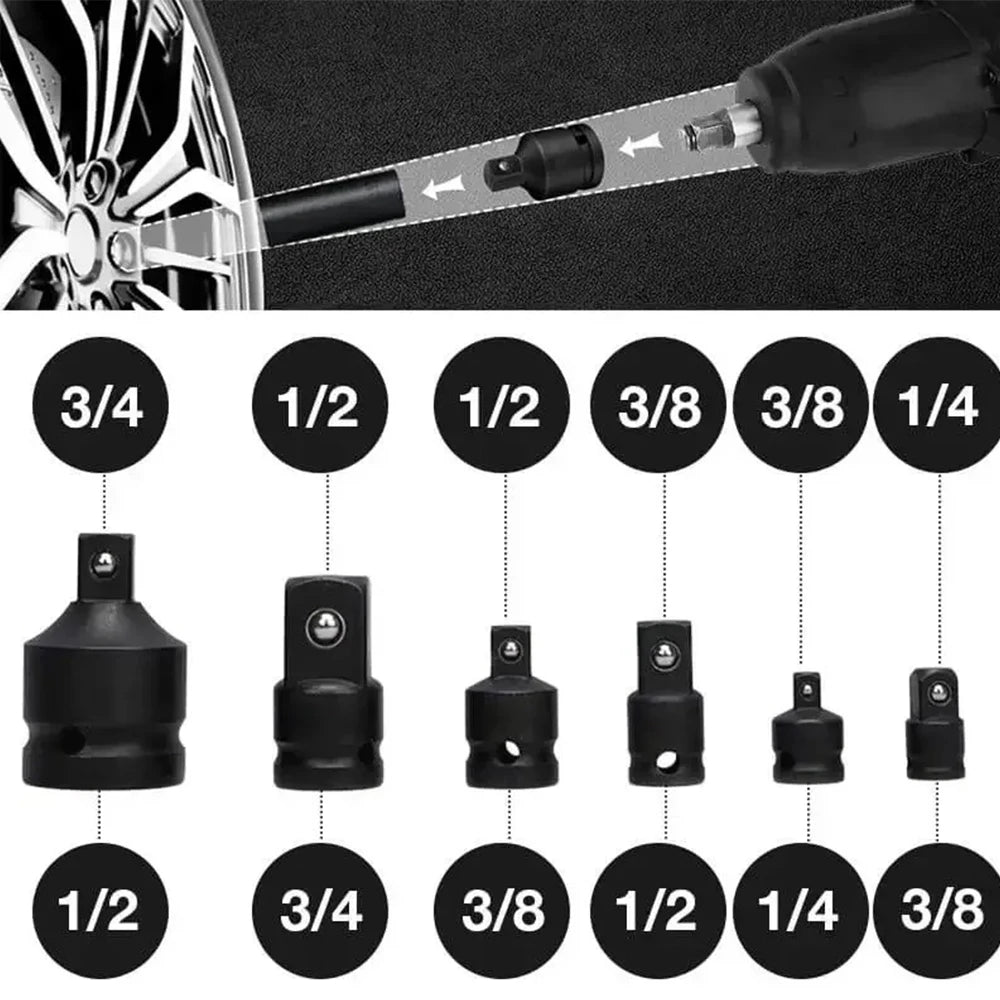 Hand Wrench Tool Set Socket Converter Adaptor Set Reducer Adapter 1/4 1/2 3/8 3/4 for Car Bicycle Garage Repair Tools