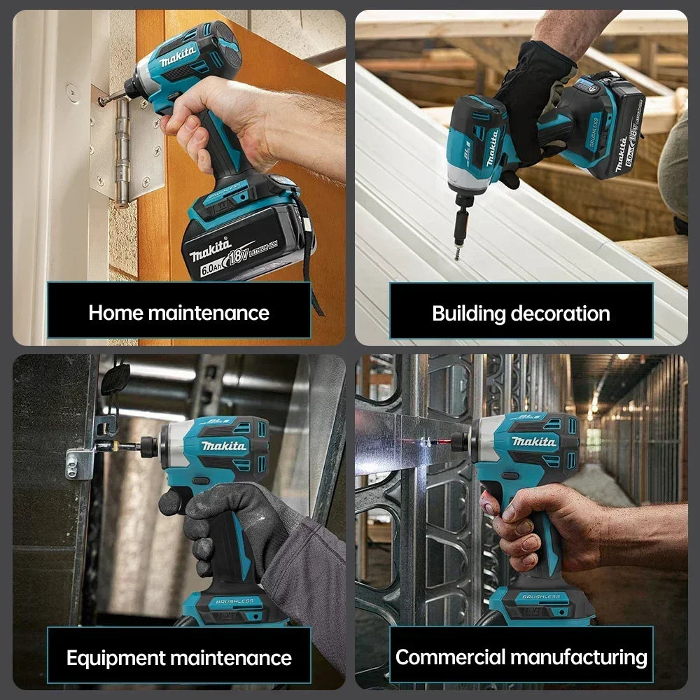 Makita 18V LXT Cordless Impact Driver DTD173 Brushless Electric Drill Screwdriver Wood/Bolt T1/T2-Mode Twin LED Light 180 N·m