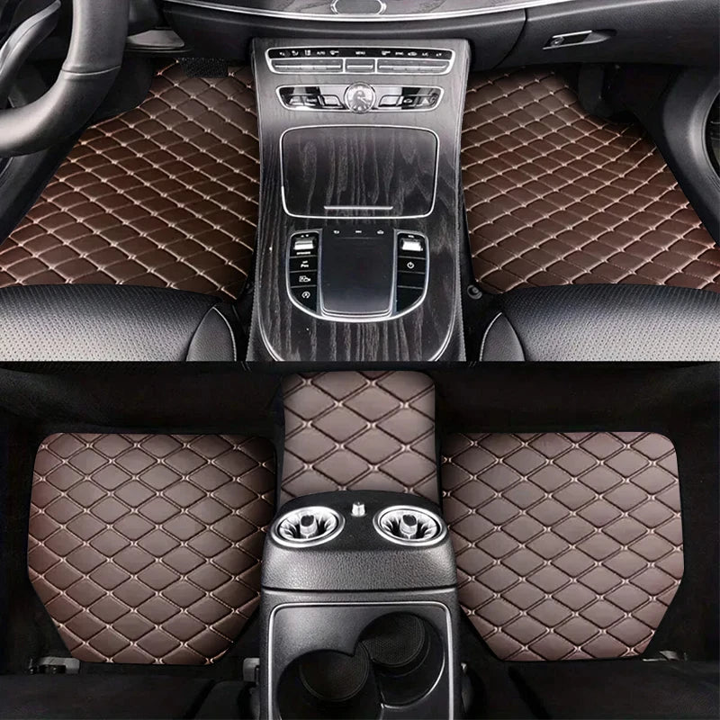 Alfombrillas universales de piel sintética para coche, 5 unidades, impermeables, a prueba de polvo, almohadillas protectoras de moda para coche