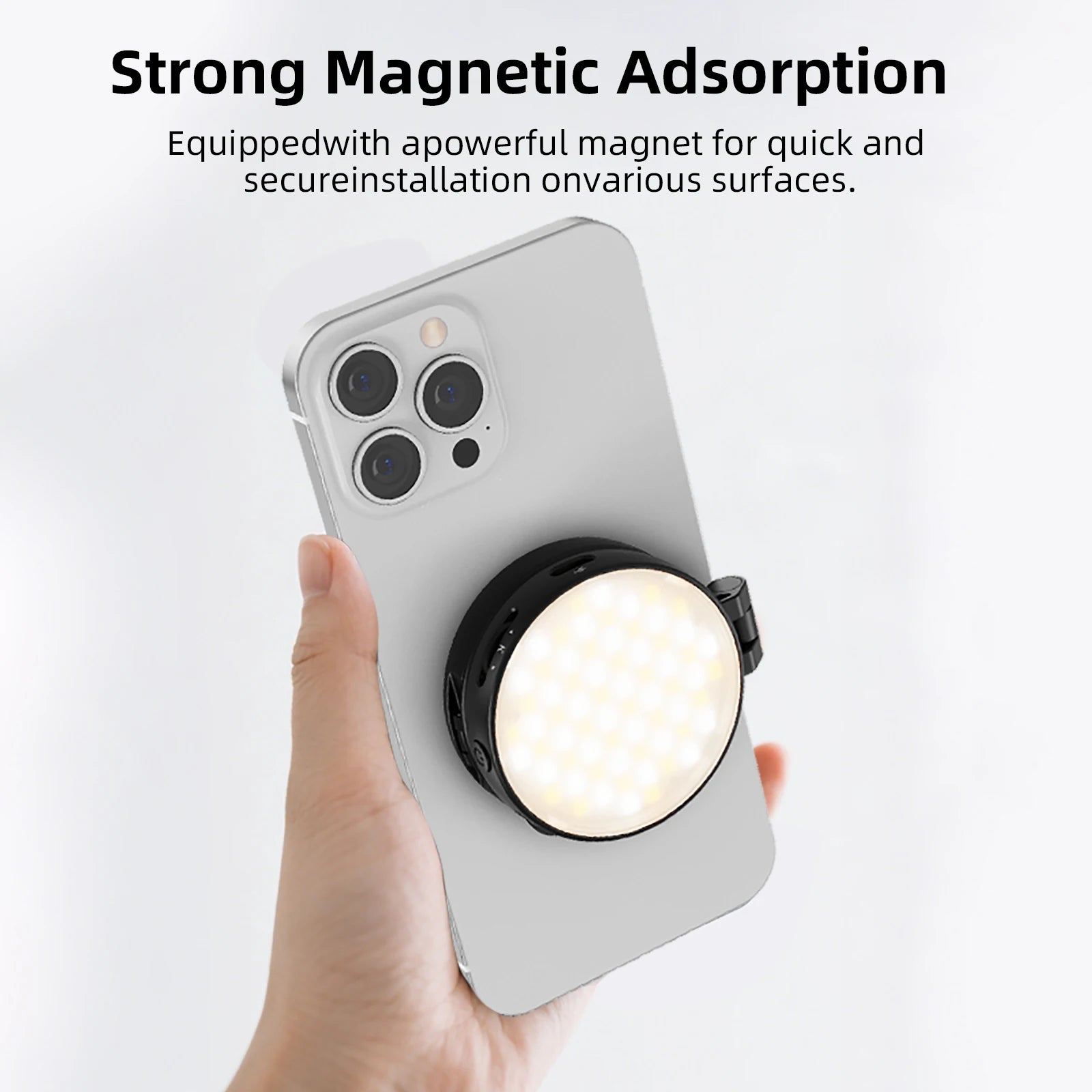 Luz selfie magnética plegable 2 en 1 para teléfono con espejo para Magsafe iPhone Luz de relleno Led Anillo Flash Video Fotografía Accesorios