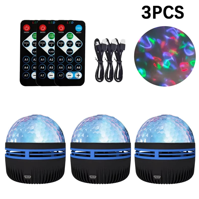 1/3PCS LED Starry Night Light Remote Control Rotating Star moon Projection Lamp USB Plug-in Magic Ball Stage Atmosphere Decor