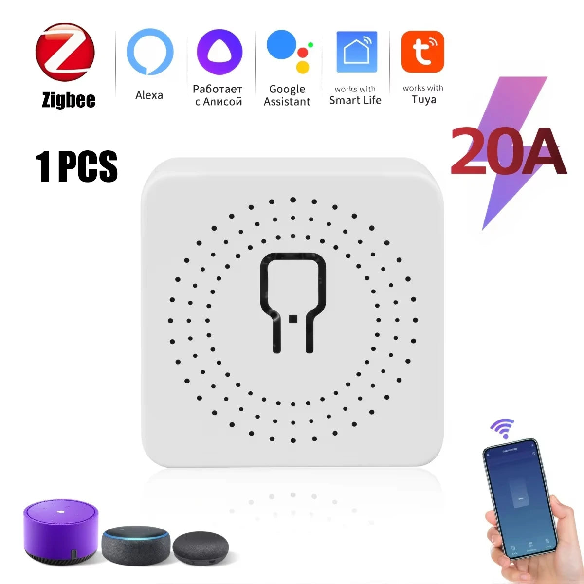 WIFI/ZigBee Smart Mini Smart Light Switch 2 Way Control Breaker Relay 16A Smart Life APP Voice Control For Tuya Alexa Google