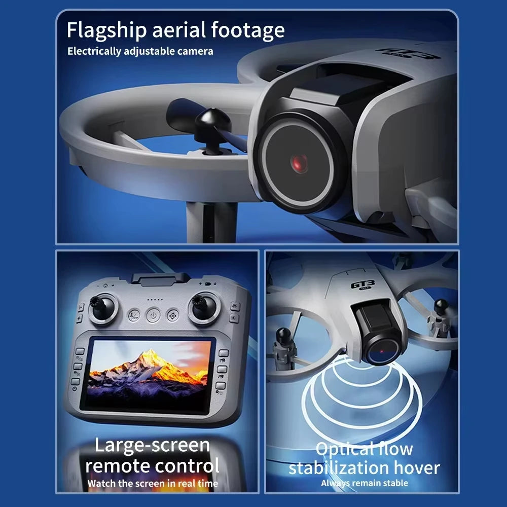 GPS 8K HD Dual Camera Brushless Motor Intelligen Obstacle Avoidance RC Quadcopter Toy Gift GT3 MAX Mini With LED Foldable Drones