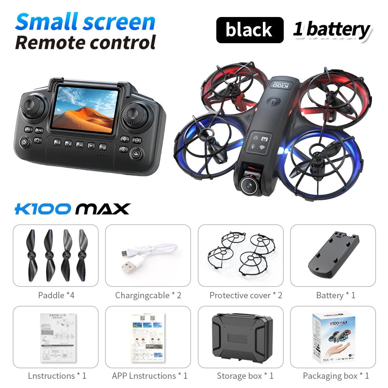 Upgrade K100 MAX HD 8K Drone Dual Cameras FPV Transmission Obstacle Avoidance Optical Flow Professional Aerial Photography Video