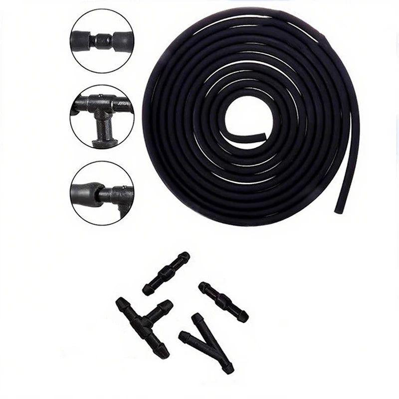 5pcs/Set 2m Car Windshield Washer Hose Automotive Wiper Blade Pipe Windshield Jet Spray Wiper Nozzle Water Hose Fluid Tube