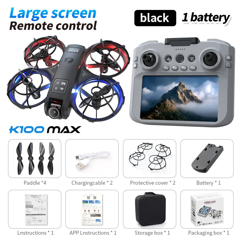 Upgrade K100 MAX HD 8K Drone Dual Cameras FPV Transmission Obstacle Avoidance Optical Flow Professional Aerial Photography Video