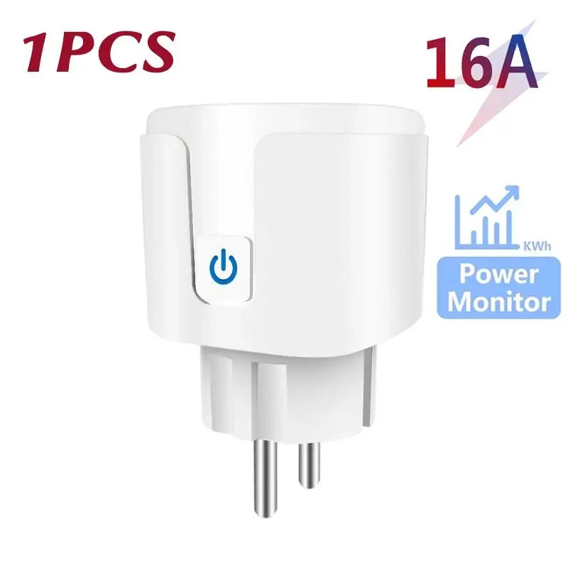 Smart Plug WiFi Socket EU 16A/20A With Power Monitor Timing Works with Tuya Smart Life App Voice Control
